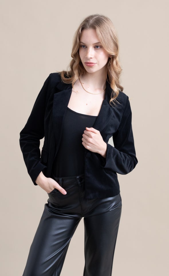 Velvet Fitted Blazer Black