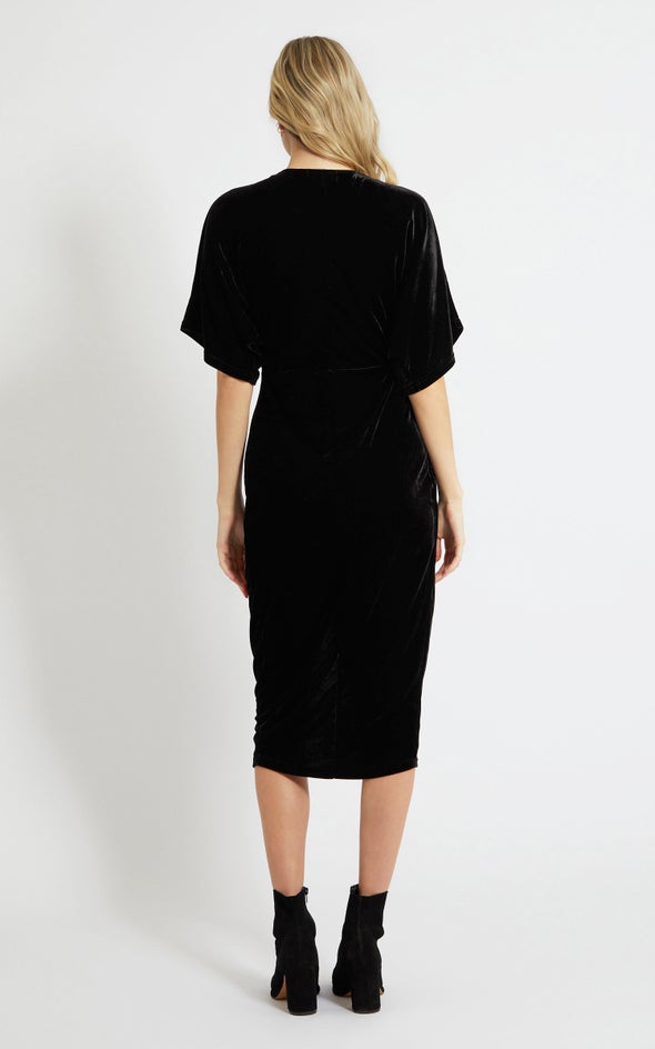 Velvet Kimono Sleeve Dress Black