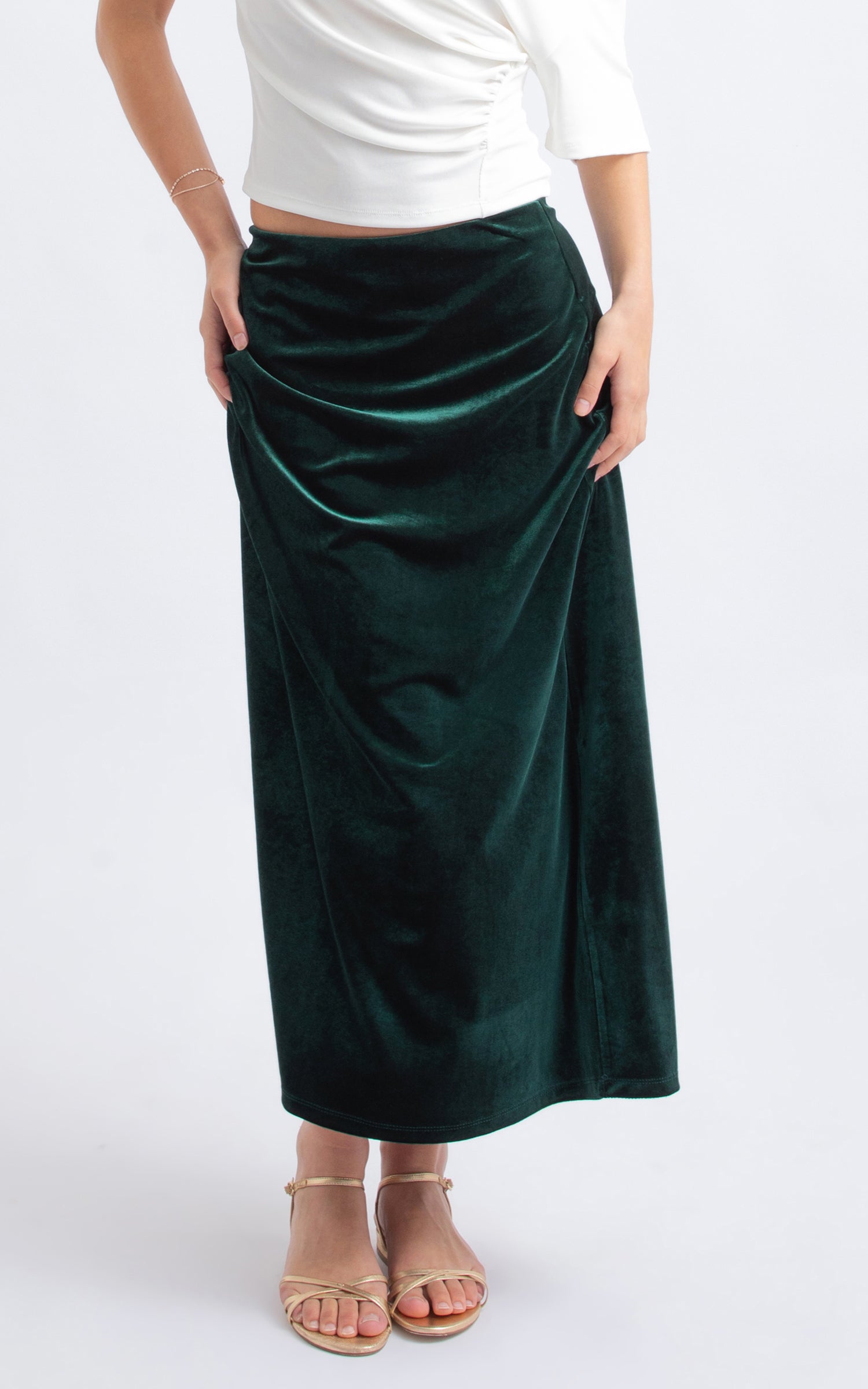 【size36】aere_velvet skirt FLOWING VELVET SKIRT WOMAN HIJAB | ALVİNA