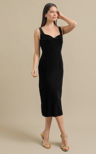 Velvet Midi Sweetheart Dress