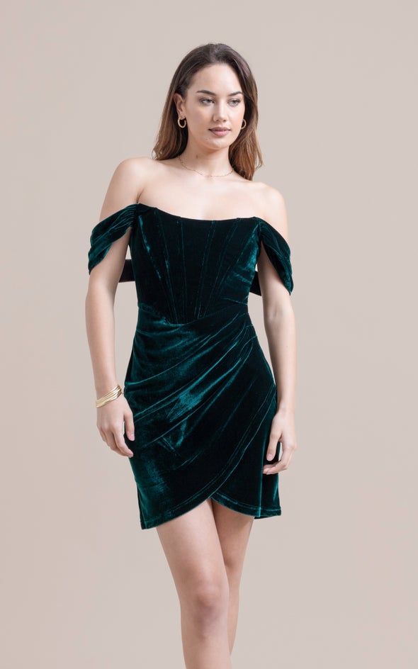 Velvet Pleated Corset Dress | Pagani