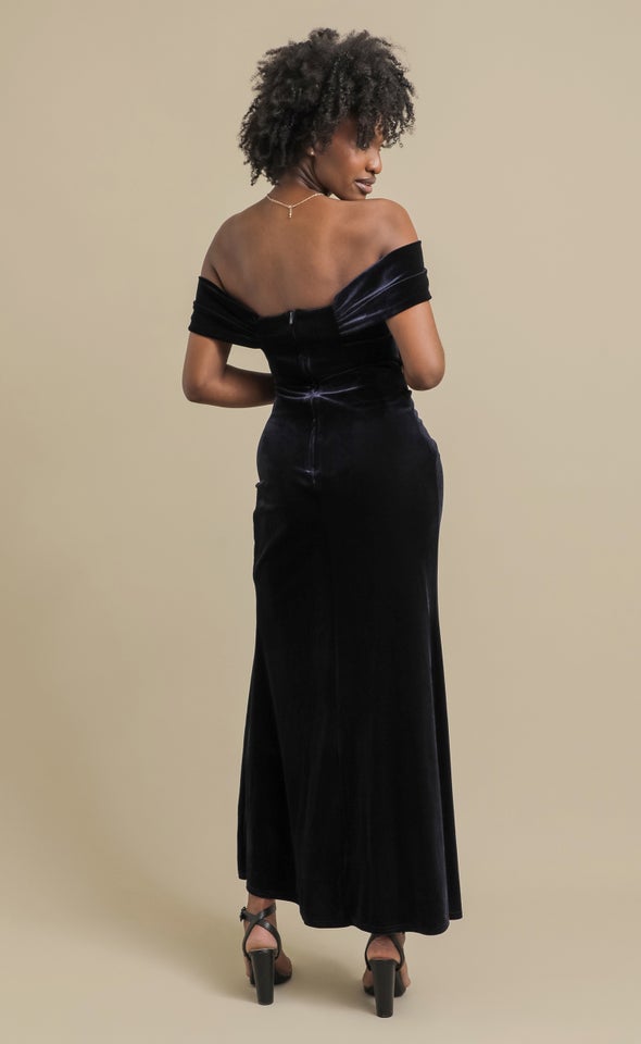 Velvet Pleated Corset Gown Ink