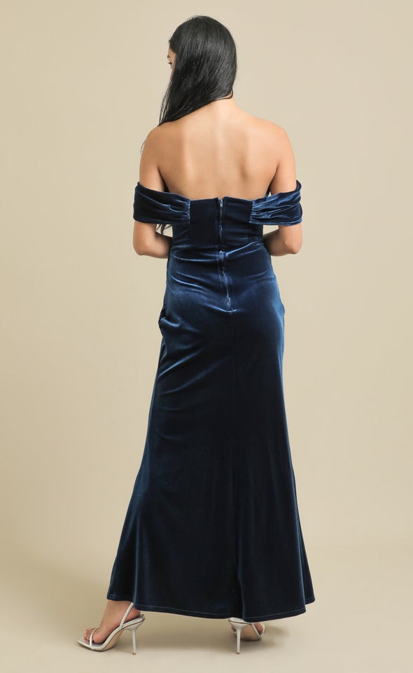 Velvet Pleated Corset Gown Jewel