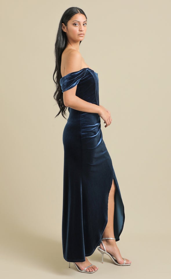 Velvet Pleated Corset Gown Jewel