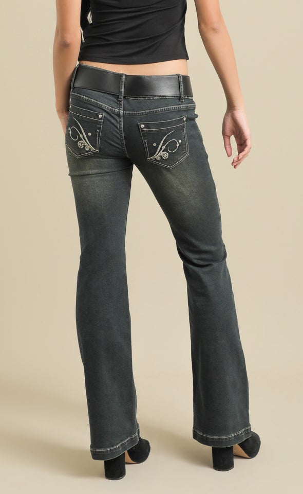 Vintage Pagani Low Rise Belted Jean Midnight