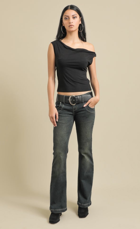 Vintage Pagani Low Rise Belted Jean Midnight