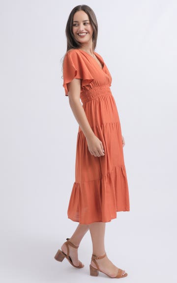 white dress for dinner party Giamba Tulle Sleeve Midi Dress - Fanm Mon main image 0