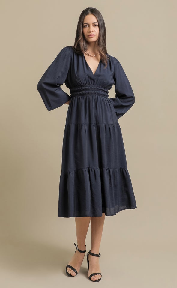 Voile LS Tier Dress Ink