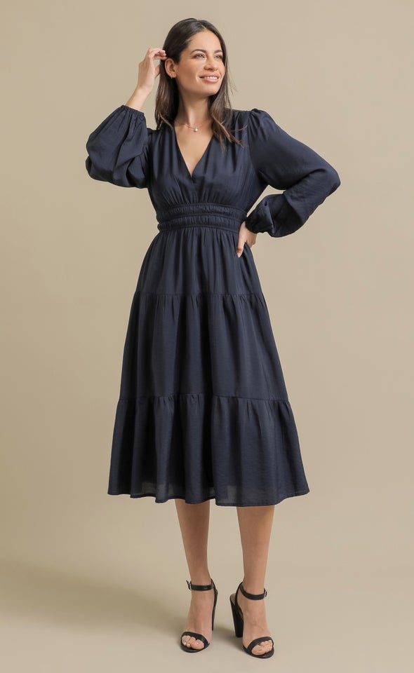 Voile LS Tier Dress Ink