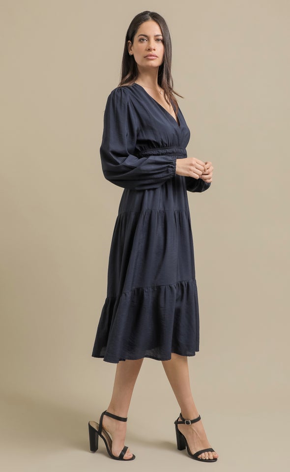 Voile LS Tier Dress Ink