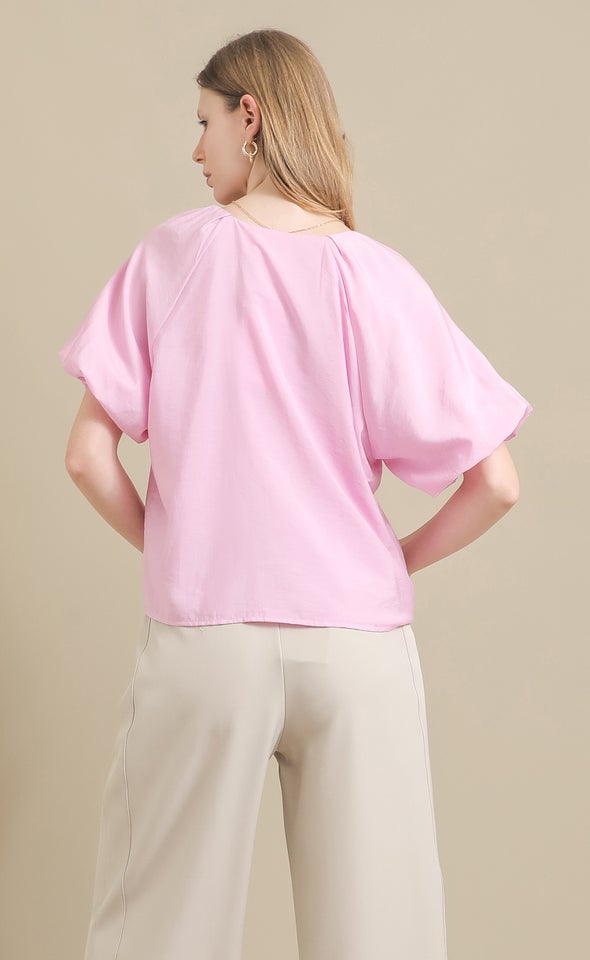 Voile Puff Sleeve Top Berry