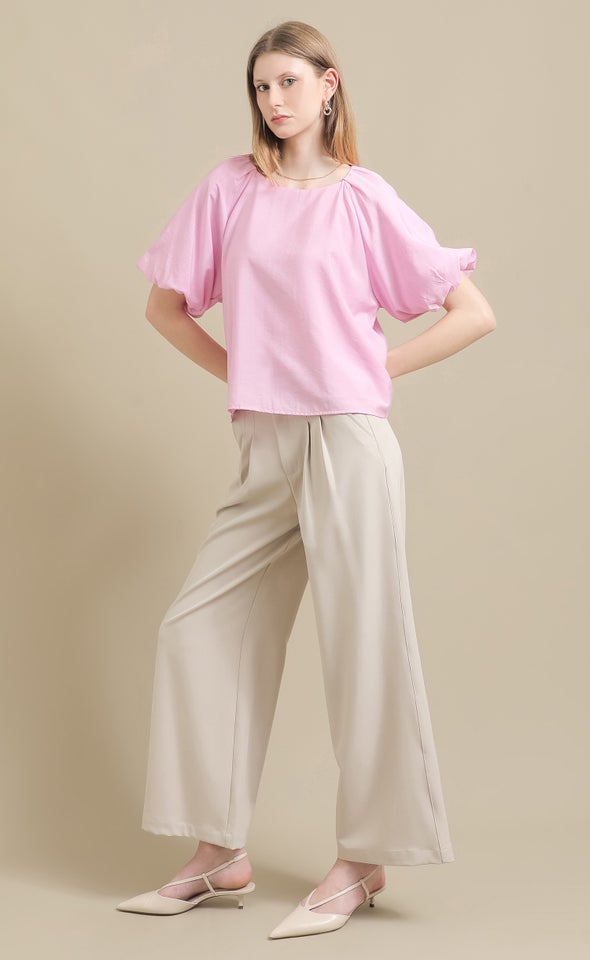 Voile Puff Sleeve Top Berry