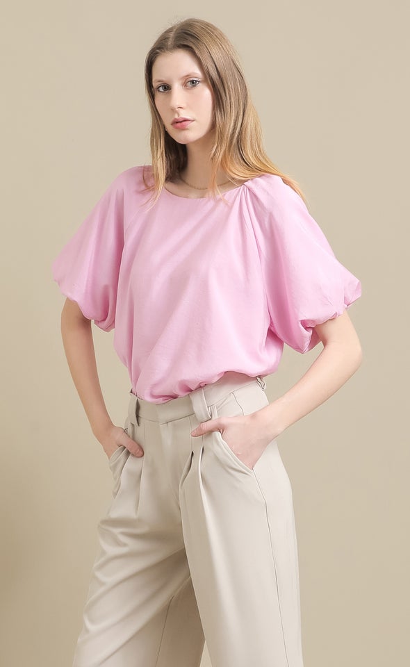Voile Puff Sleeve Top Berry