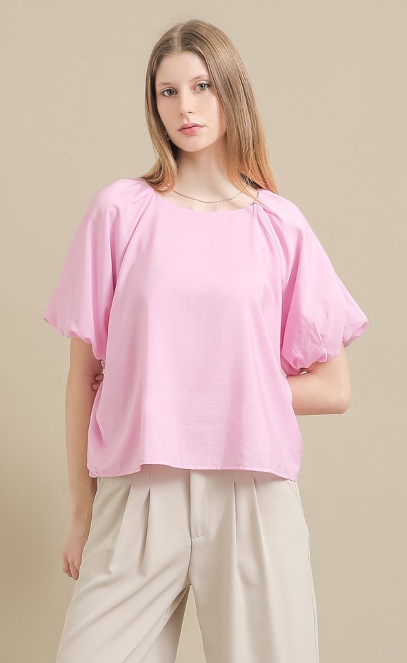 Voile Puff Sleeve Top Berry