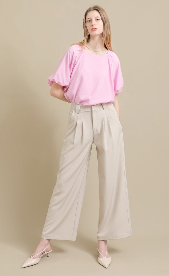 Voile Puff Sleeve Top Berry