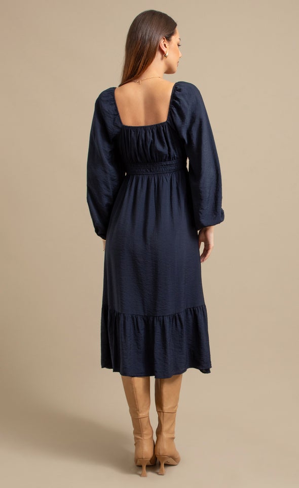 Voile Sweetheart LS Midi Dress Ink