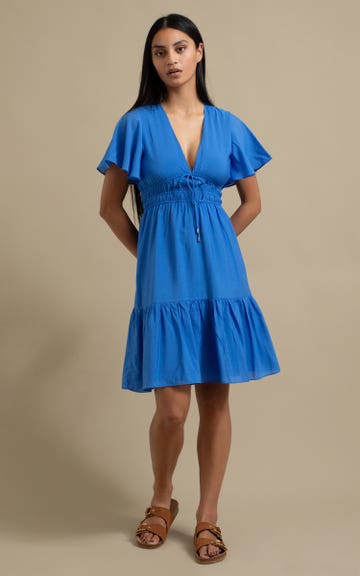chief dress blue RIXO Katie Midi Tulip Fields Cornflower Blue main image 0