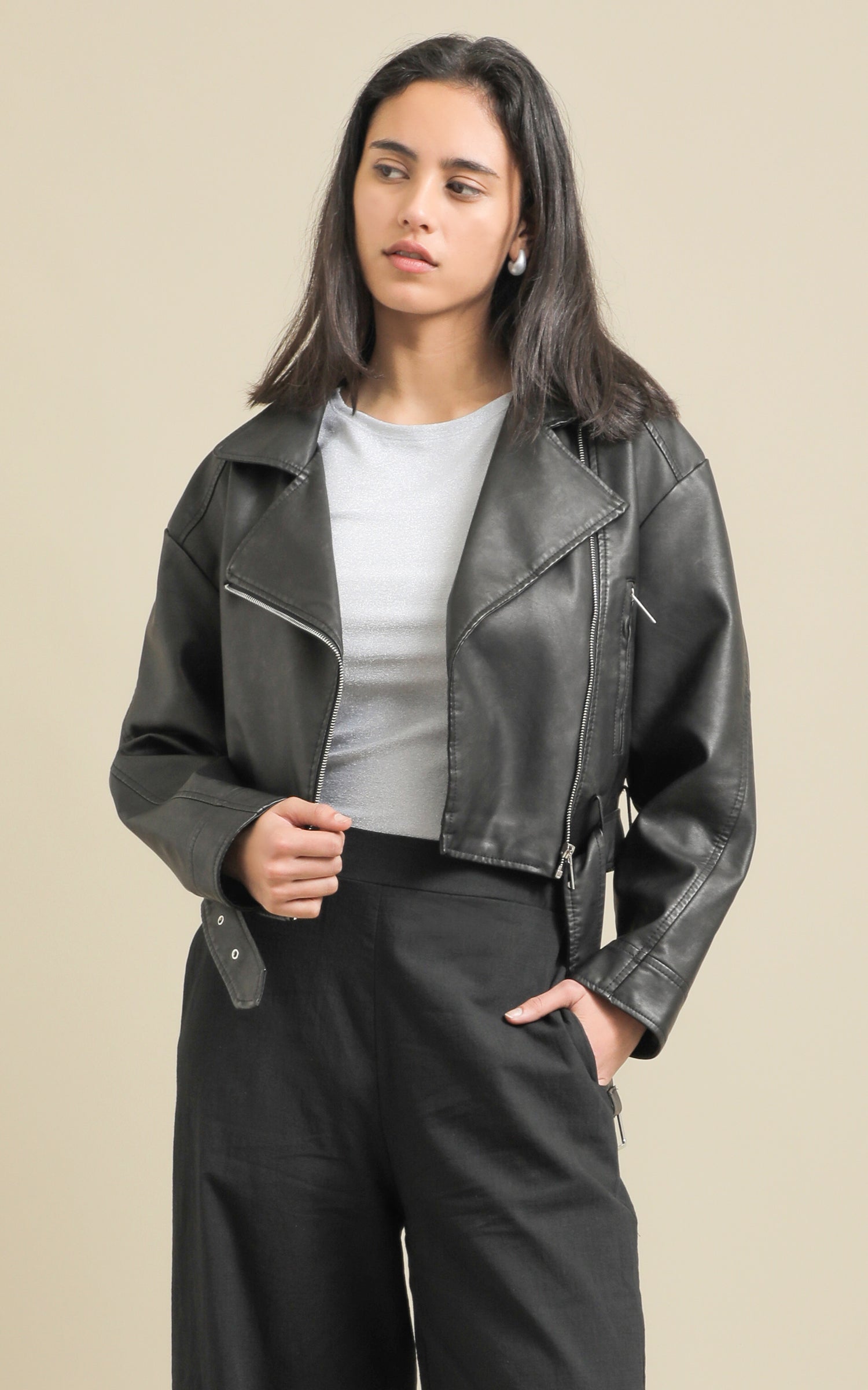 Shop our Washed Finish Biker Jacket in Black | Pagani