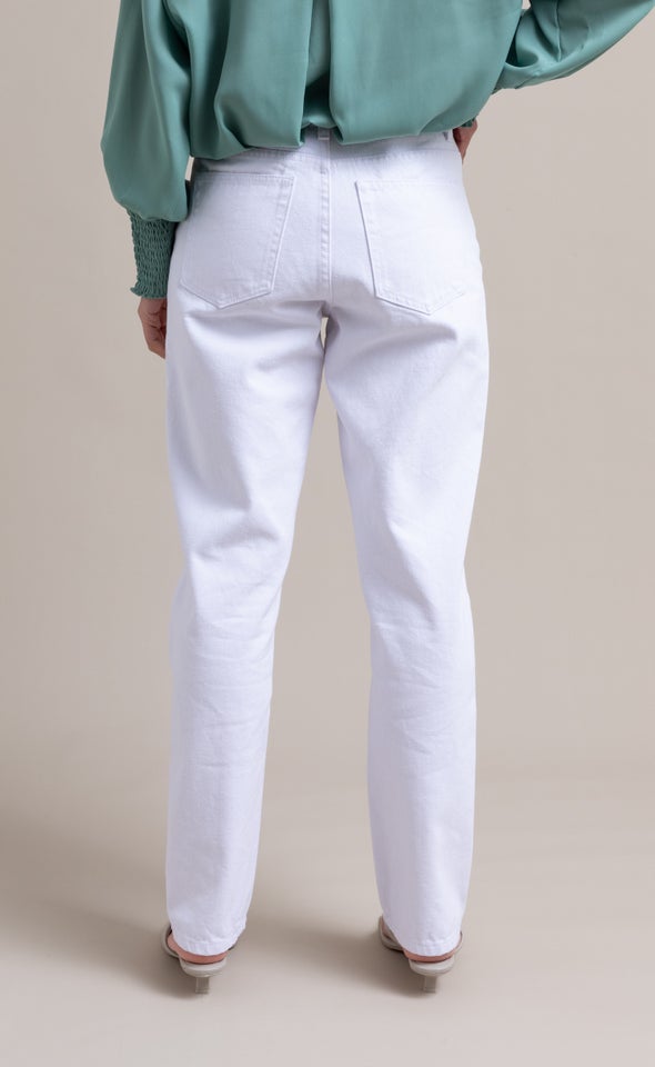 White Button Fly Jeans White