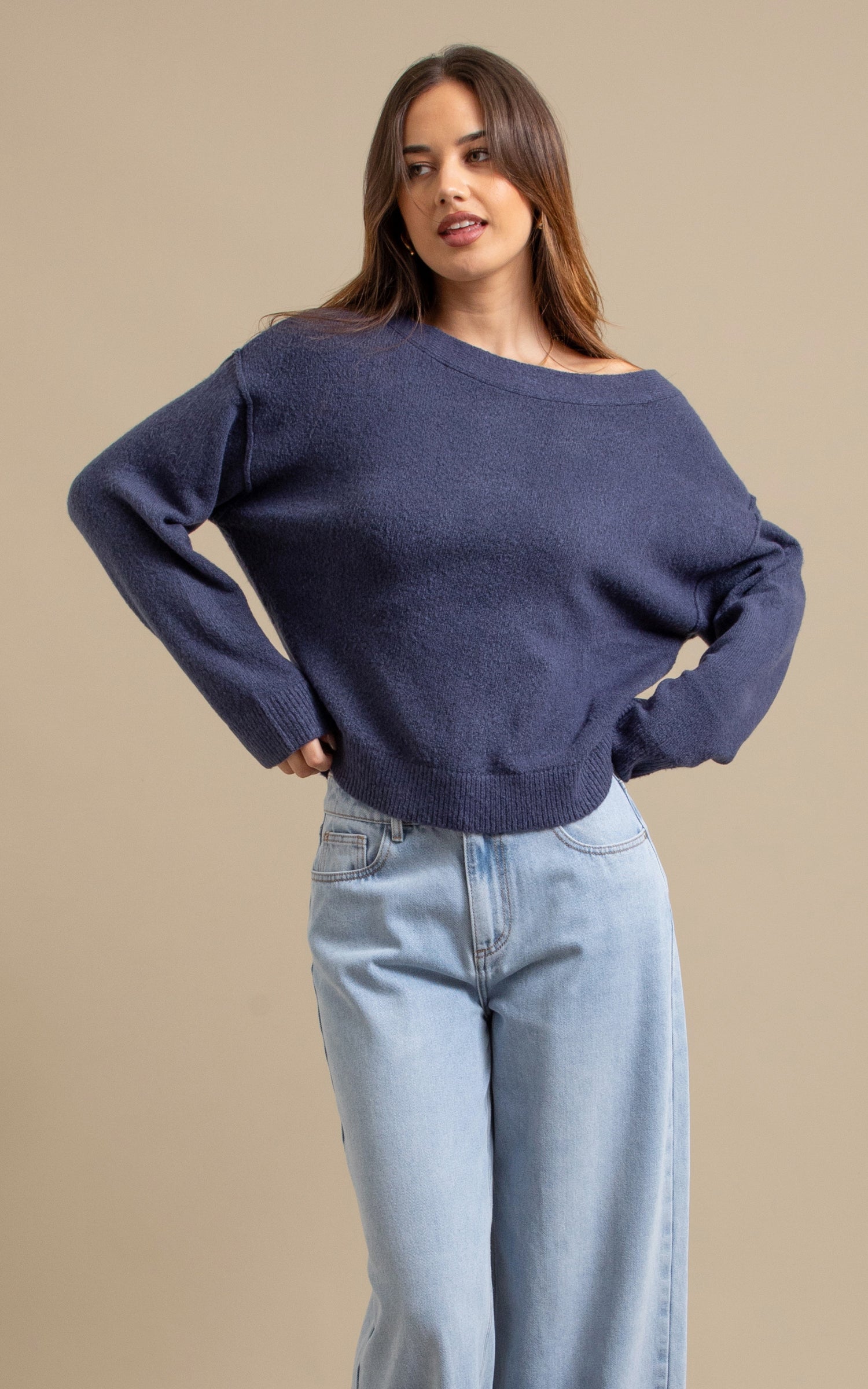 Wide Boat Neck Sweater | Pagani