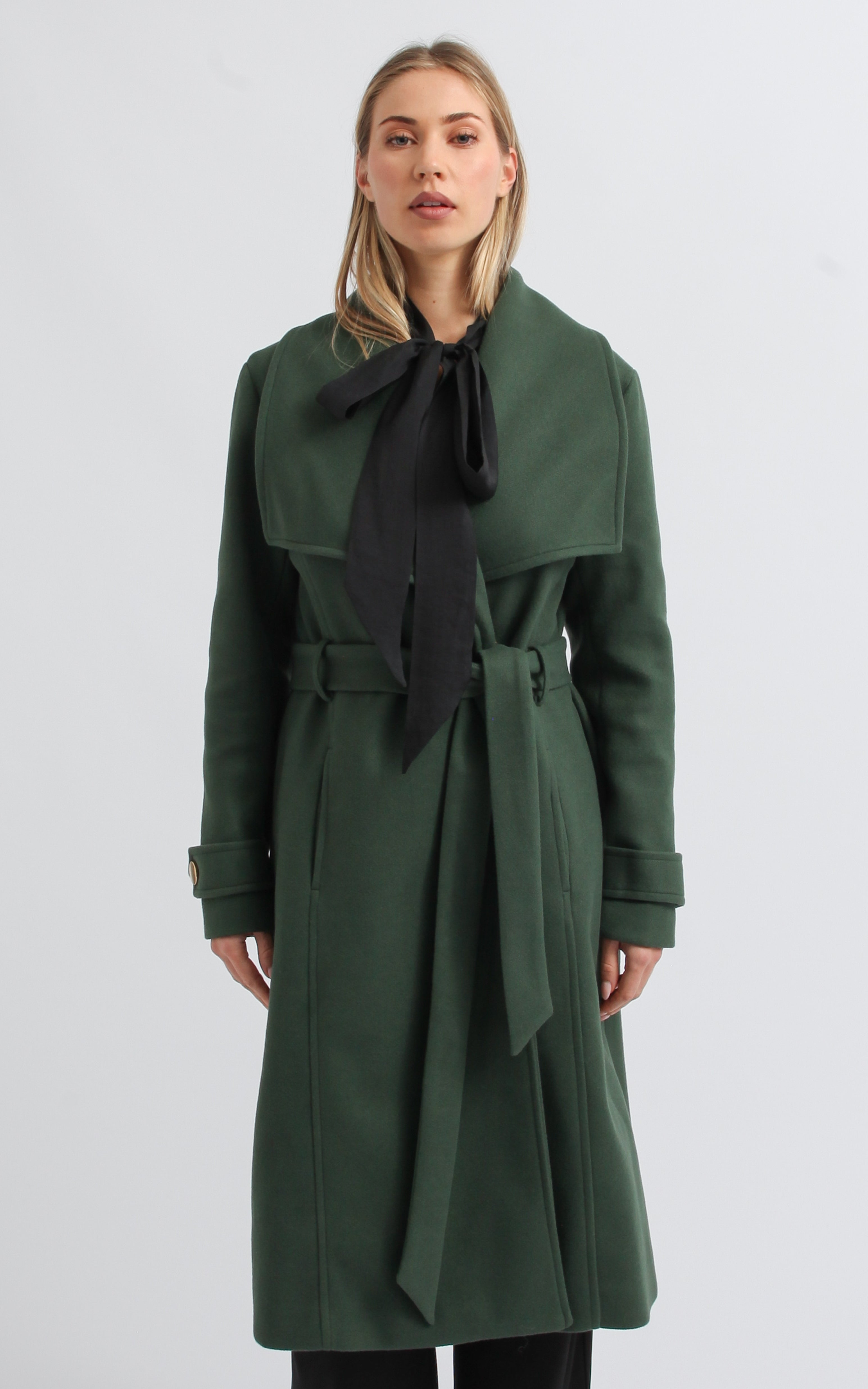 Shop our Wide Collar Flare Coat in Jade | Pagani