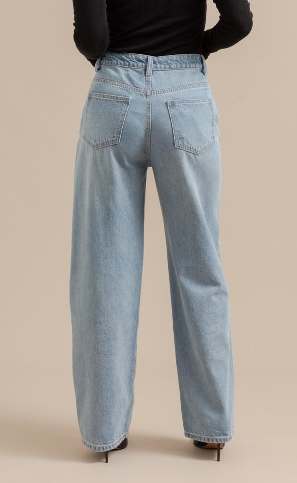 Wide Hem Blue Jeans Blue