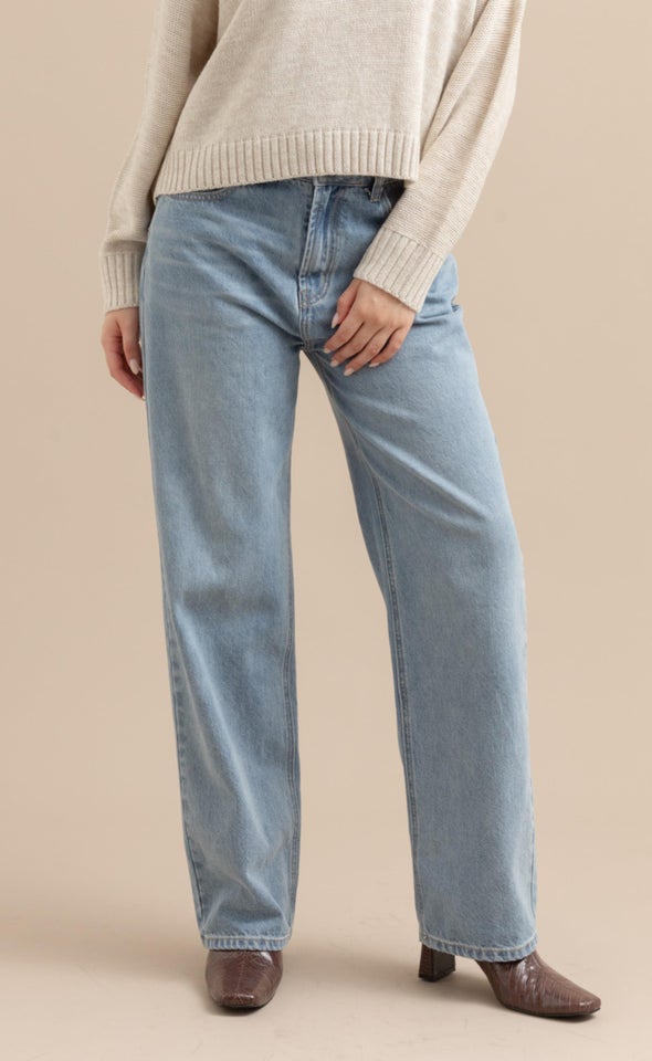 Wide Hem Blue Jeans Blue