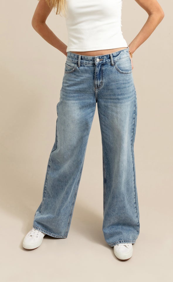 Wide Leg Blue Jeans Blue