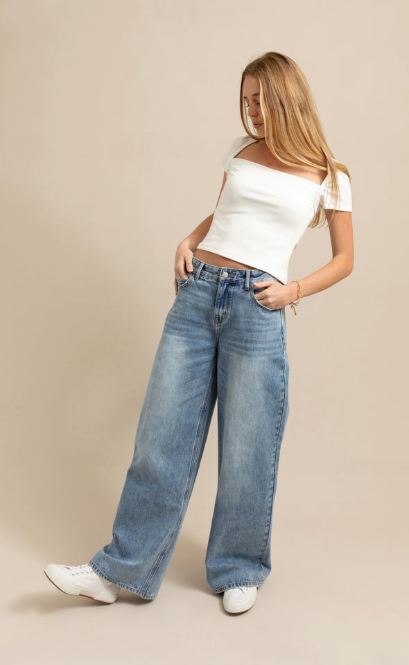 Wide Leg Blue Jeans Blue