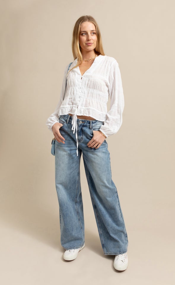 Wide Leg Blue Jeans Blue