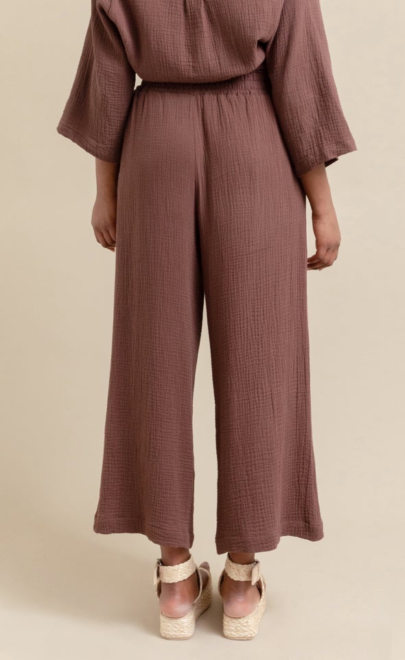 Wide Leg Elastic Waist Pant Cocoa
