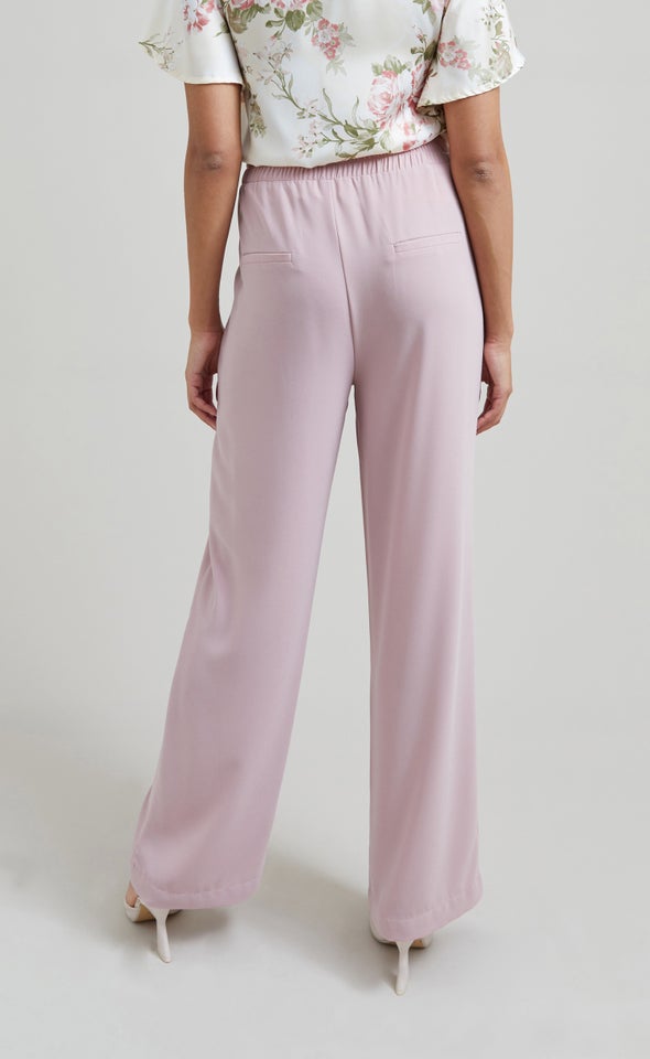 Wide Leg Elastic Waist Pants Soft Pink