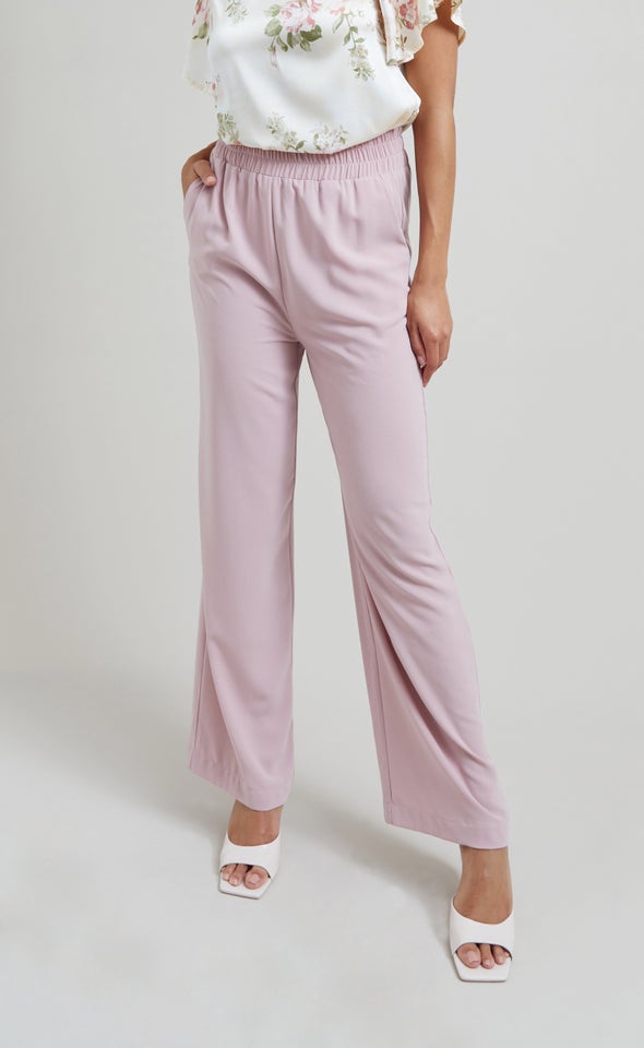 WIDE LEG HIGH-WAIST PINK TROUSER