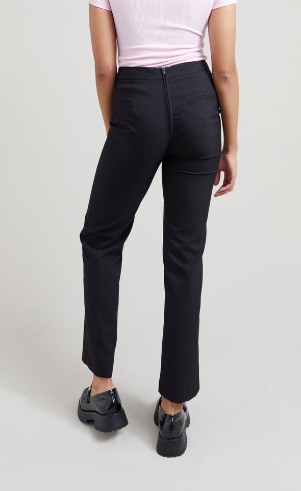 Wide Leg Grown On Waist Pants Black