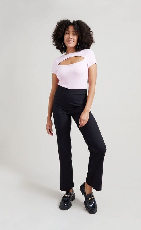 Wide Leg Grown On Waist Pants Black