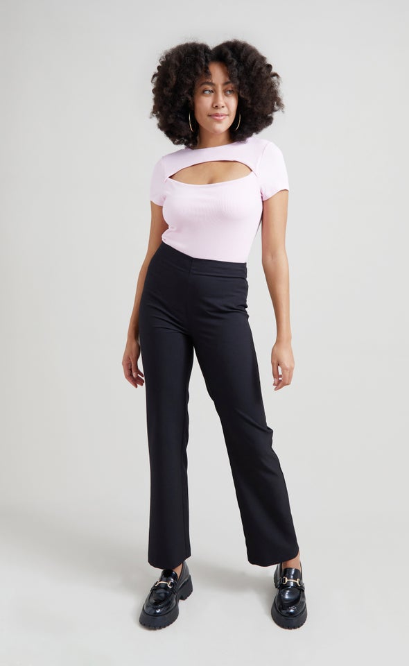 Wide Leg Grown On Waist Pants Black