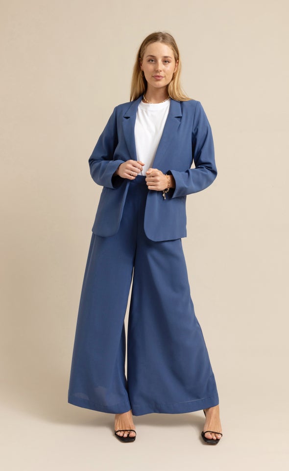 Wide Leg Marine Pants Sapphire