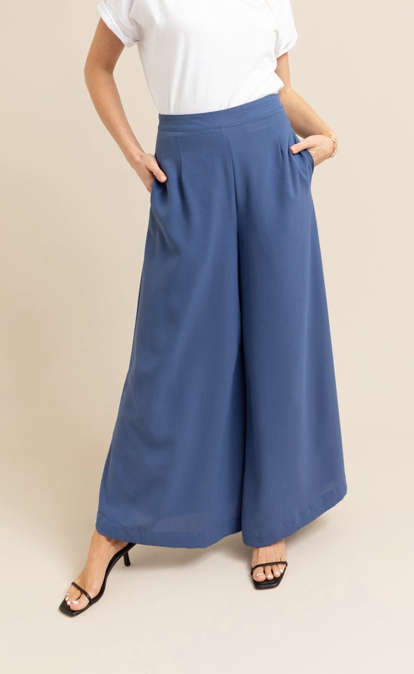 Wide Leg Marine Pants Sapphire