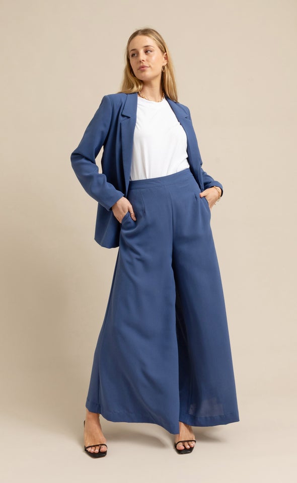 Wide Leg Marine Pants Sapphire