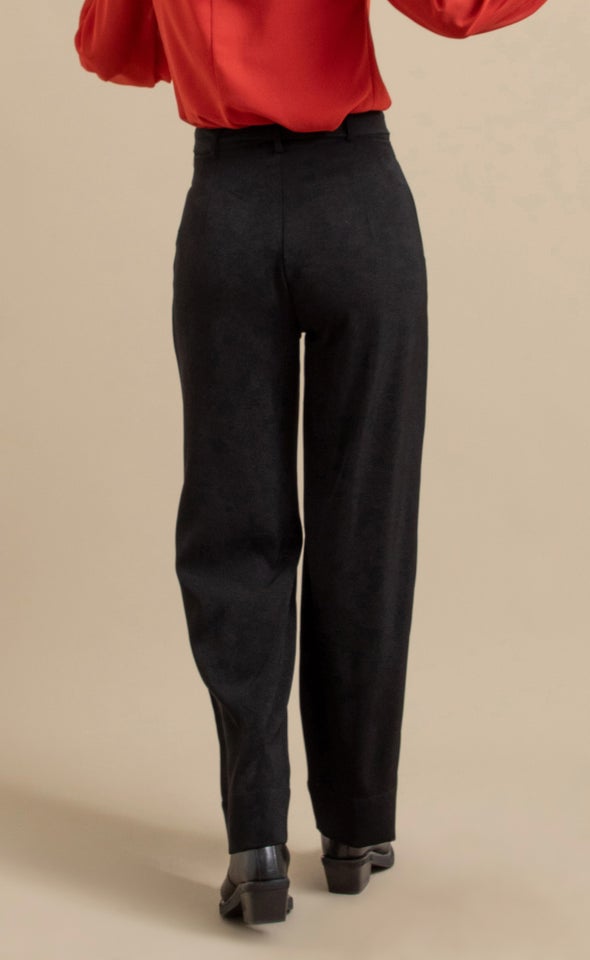 Wide Leg  Pants with Belt Black
