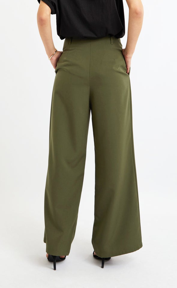 Wide Leg Relaxed Pants Olive