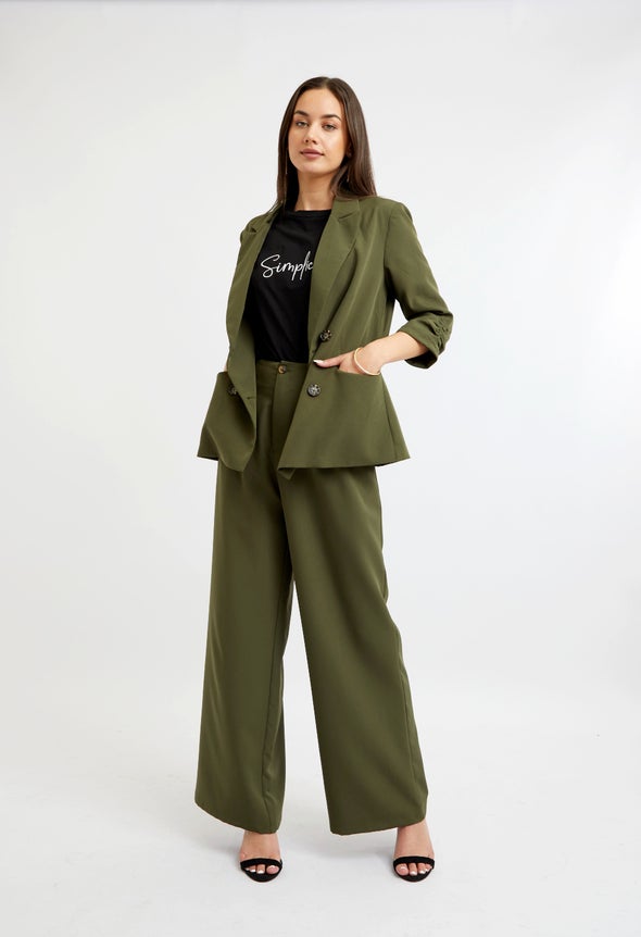 Wide Leg Relaxed Pants Olive