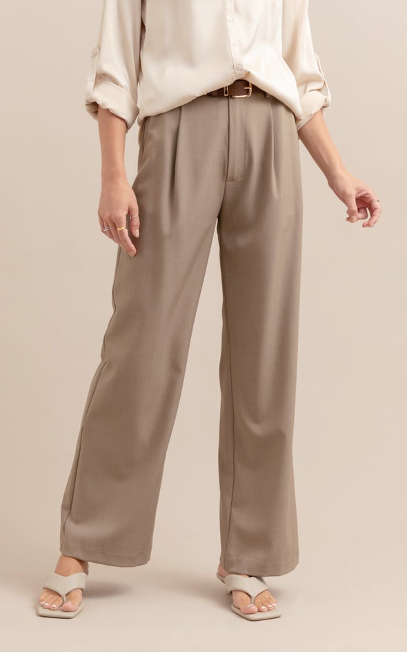 Wide Leg Suiting Pants Cocoa