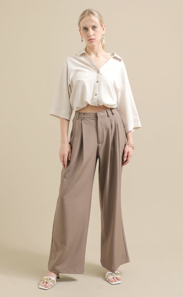 Wide Leg Suiting Pants Mocha