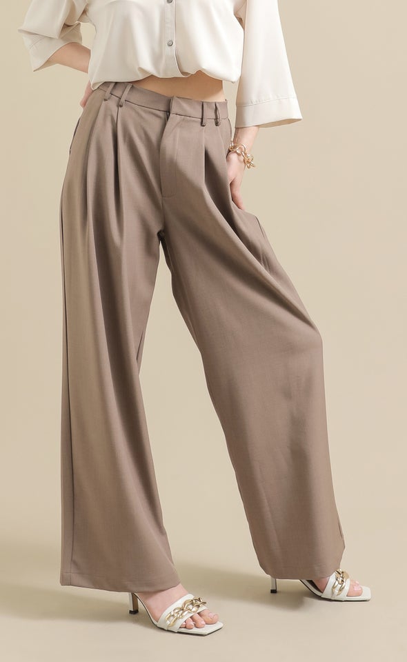 Wide Leg Suiting Pants Mocha