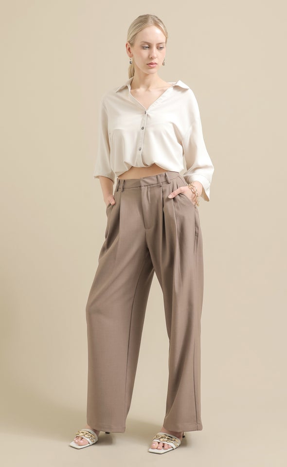 Wide Leg Suiting Pants Mocha