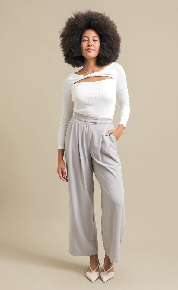 Wide Leg Suiting Pants Stone