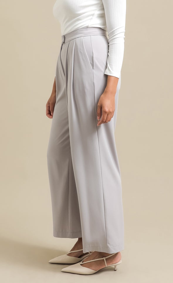 Wide Leg Suiting Pants Stone