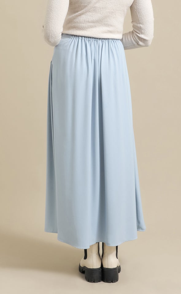 Winter Curved Yoke Maxi Skirt Blue
