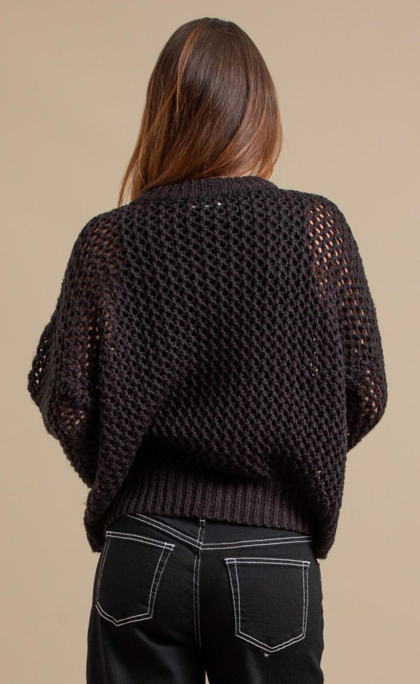 Winter Marle Open Sweater Black